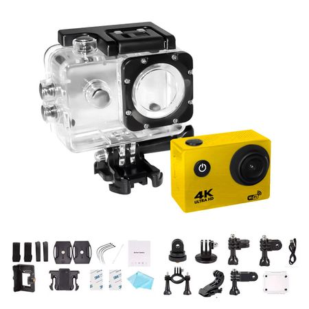 Camara Go Pro Accion 4k 16MP WiFi Acuatico Color Amarillo