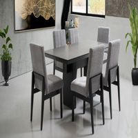 Comedor Dmuebles 6 sillas Rocks - Gris claro/Negro