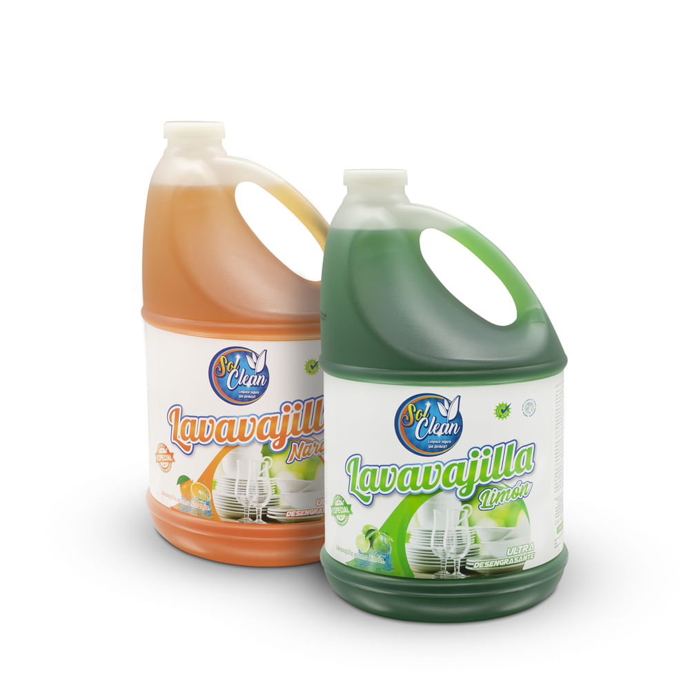 Lavavajilla Liquido Sol Clean 4 Lt Aroma Limón, Aroma Naranja.