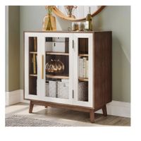 Vitrina Baja TU MESITA Mainor color Marrón/Blanco 1 puerta