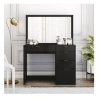 Tocador Moderno TU MESITA Miami con Espejo color Negro 5 cajones