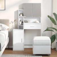 Tocador Moderno TU MESITA Bruce color Blanco 3 puertas 1 cajon mas espejos