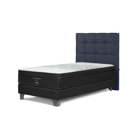 Dormitorio Americano Tempo 1.5 Plazas + Respaldo Issey + 2 Almohadas Azul