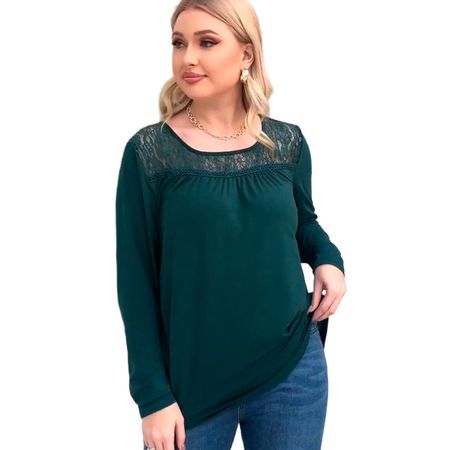 Blusa Manga Larga Zyfmaily Color Verde Oscuro Para Mujer - Nezmun Talla 1X Blusa Manga Larga Zyfmaily Color Verde Oscuro Para Mujer - Nezmun