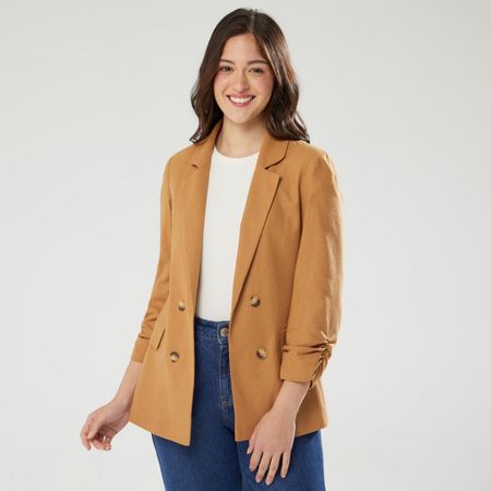 Blazer Hypnotic Mujer Manga Larga Lino  CAMEL L