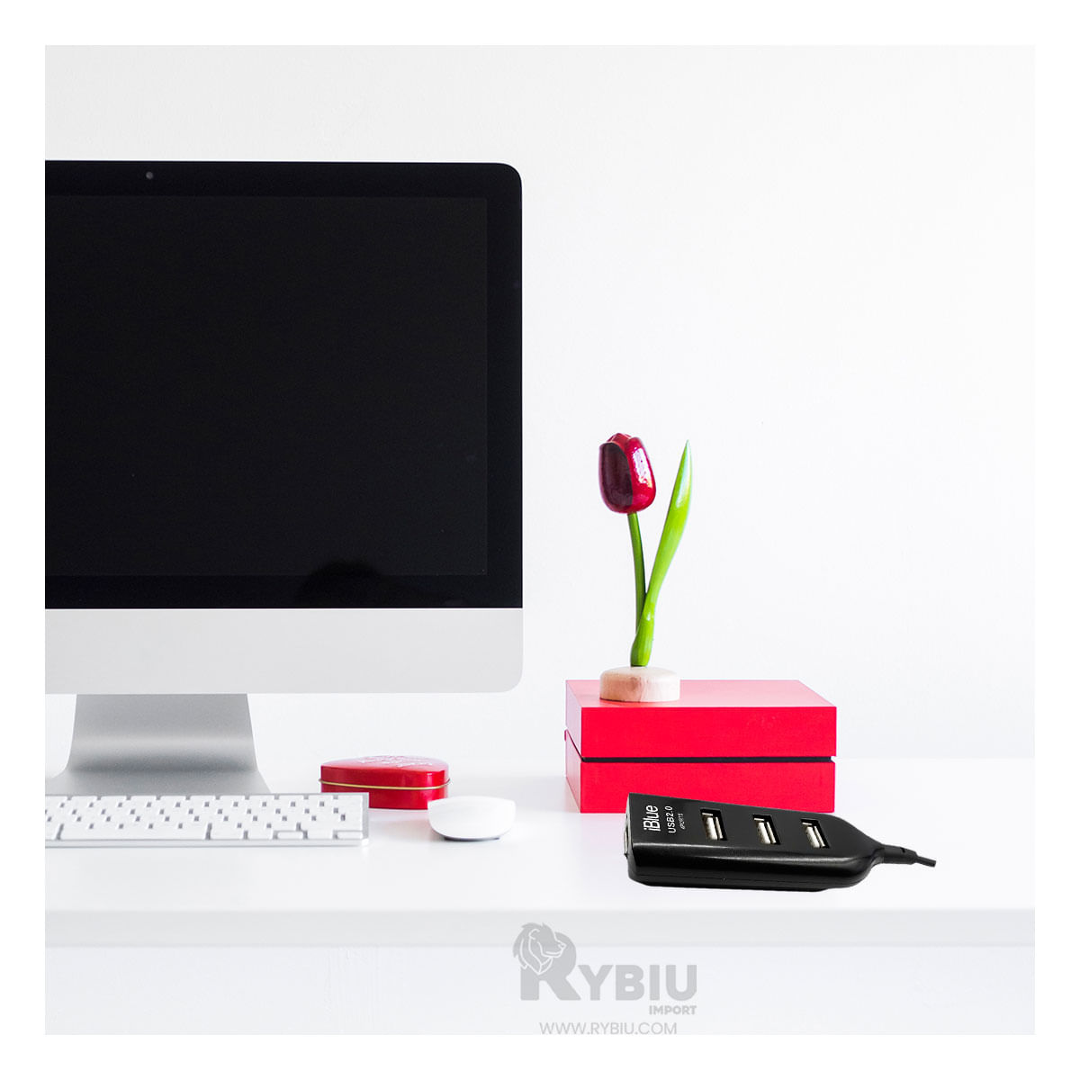 Hub Practico con 4 Puertos Usb 2.0 Negro Y+Agendita