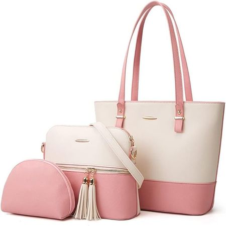 Juego de Carteras Bolsos Elegante 3 Piezas de Cuero PU Super Premium Rosado