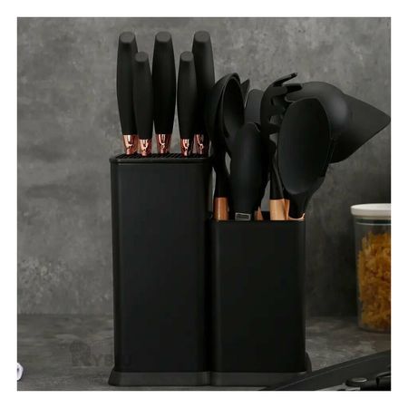 Set Multiusos Cocina de 18 Utensilios Negro Y+Agendita