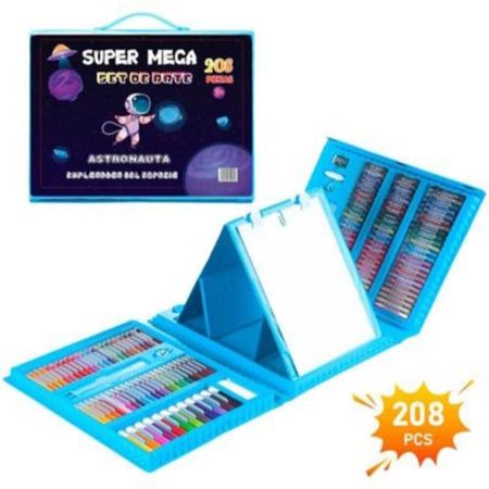 Mega Set de arte y Dibujo 208 Pzs para Niños Celeste Mega Set de arte Dibujo 208 Pzs para Niños Celeste