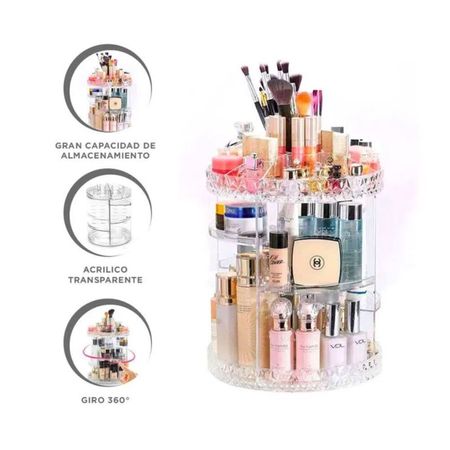 Organizador de Maquillaje Acrílico Giratorio 360 grados