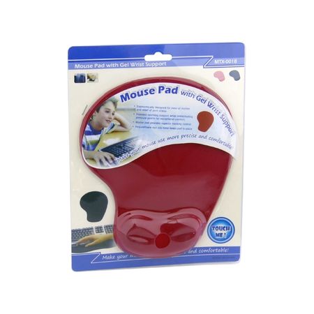 Pad Mouse Con Almohadilla Muñequera De Gel Rojo