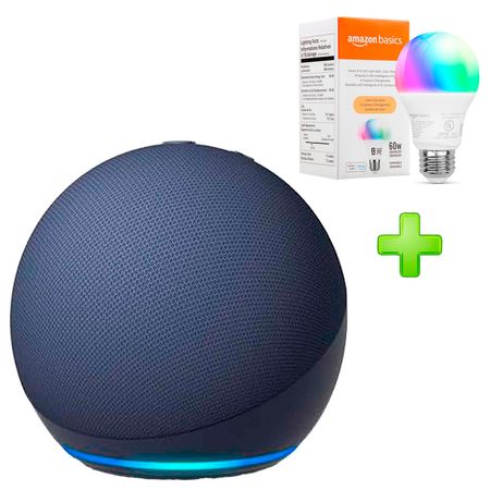 Pack Echo Dot 5ta Generación Alexa Deep Sea Azul + Foco Amazon Basics 60W