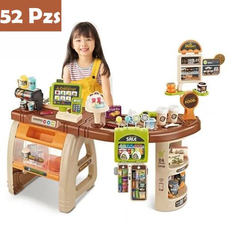 Juguete Supermercado con Caja Registradora y Scaner y Músicas 52 Pzs