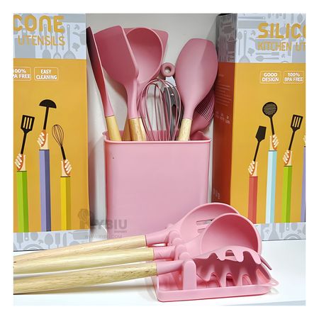 Set Ideal para Cocina en Color Rosado Y+Papel de Regalo