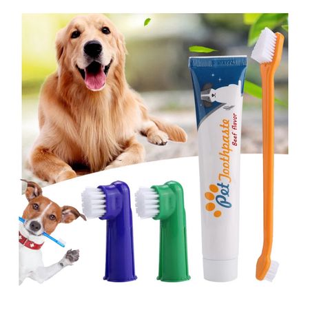 Kit Cepillo de Dientes Pasta Dental para Perro Mascotas