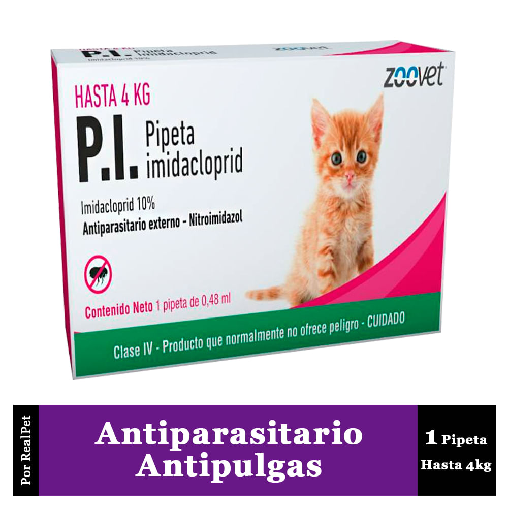 Pipeta Antiparasitario Antipulgas P.I. Gato hasta 4 kg