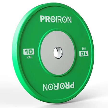 Par de Discos Olímpicos Calibrados para Powerlifting de Caucho PROIRON de 10KG - Verde