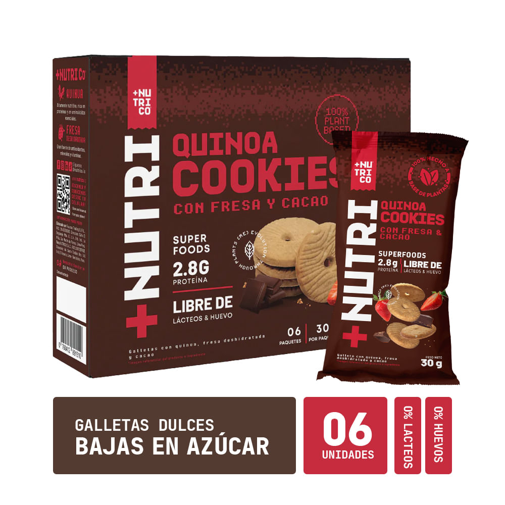 Galletas con Quinua Fresa y Cacao +NUTRI Co Caja 6un