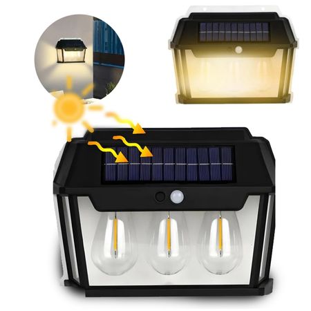 Lámpara Solar triple 3 en 1 Sensor Movimiento foco Luz calida led