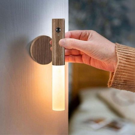 Lámpara Glow con Sensor de Movimiento Madera Oscura Inalámbrica HogarMás