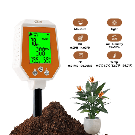 Medidor Digital de PH de Suelo 6 en 1 Multiparámetro Agricultura