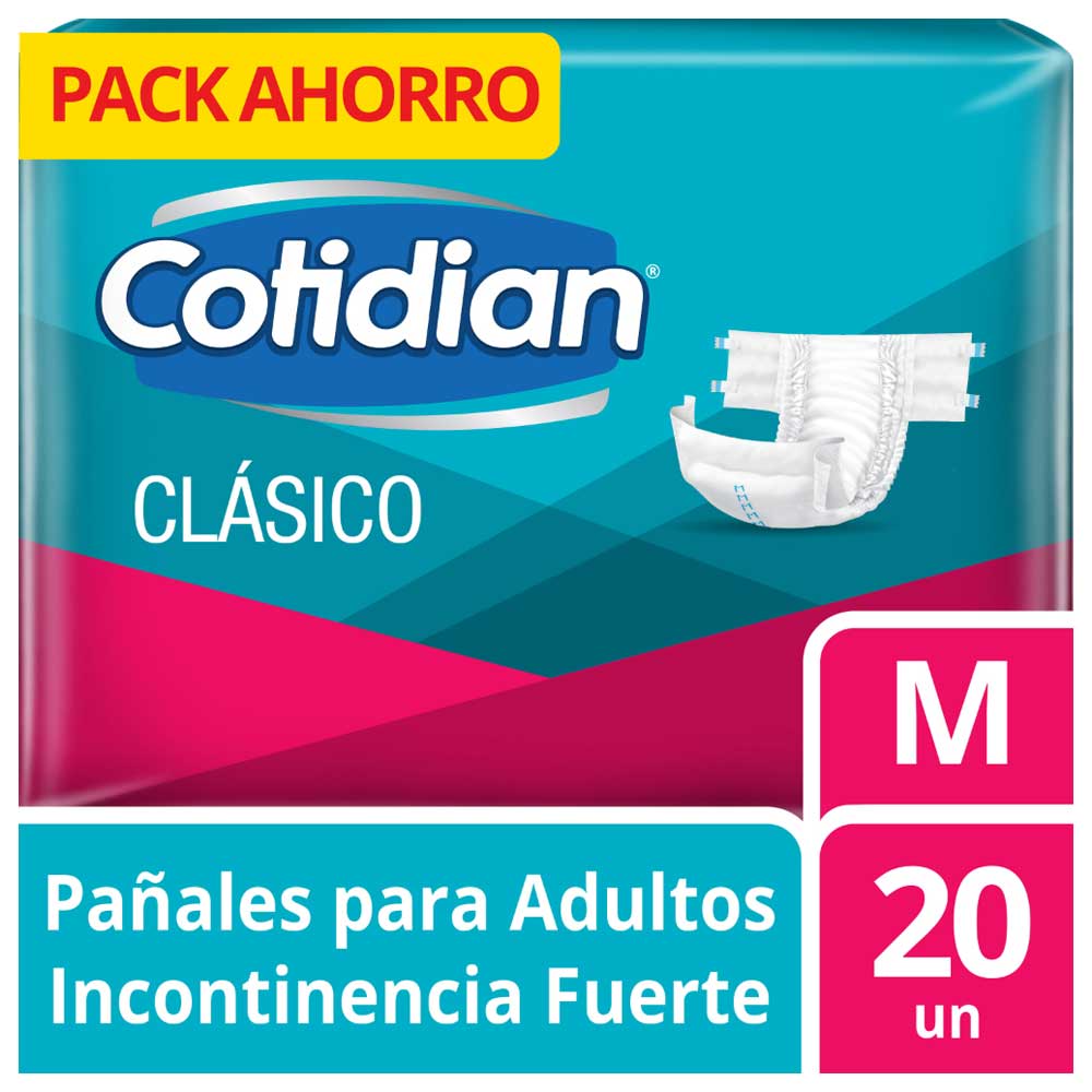 Pañales COTIDIAN Protección Adulta Talla M Paquete 20un