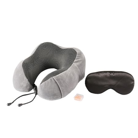 Kit Almohada de Viaje Gris