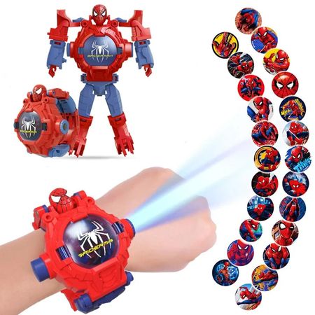 Reloj Digital Spiderman con Proyector Niños Trasforma a Juguete Robot Transformers Genieka