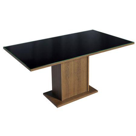 Mesa de Comedor Rectangular con Encimera de vidrio 6 Puestos 5275 Marrón/Negro