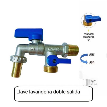 Llave para Lavanderia Doble Salida Pesado Valmax