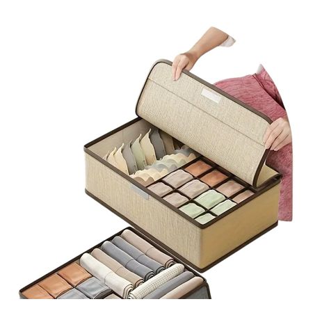 Caja de Almacenamiento para Ropa Interior con Tapa Beige