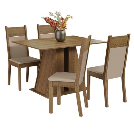 Juego de Comedor Angel con 4 Sillas Marrón/Beige