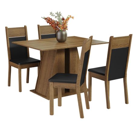 Juego de Comedor Angel con 4 Sillas Marrón/Negro