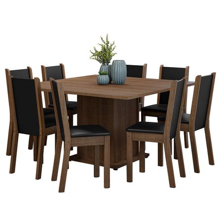 Juego de Comedor Marisa con 8 Sillas Marrón/Negro