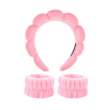 Diadema de Baño + Pulseras de Muñeca Rosa