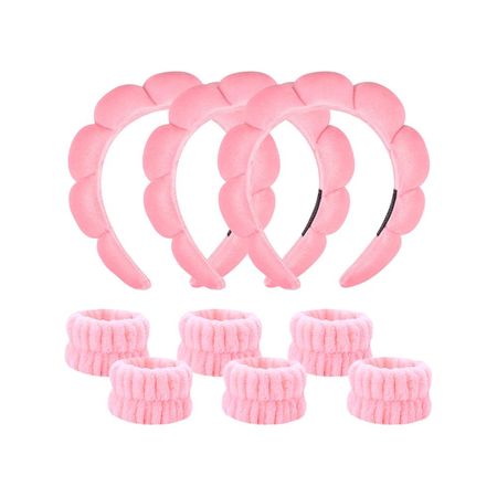 Diadema de Baño + Pulseras de Muñeca Rosa 3 Unidades