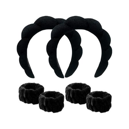 Diadema de Baño + Pulseras de Muñeca Negro 2 Unidades