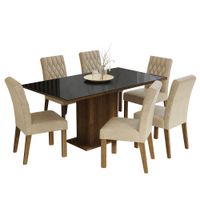Juego de Comedor Geórgia con 6 Sillas Marrón/Negro/Imperial