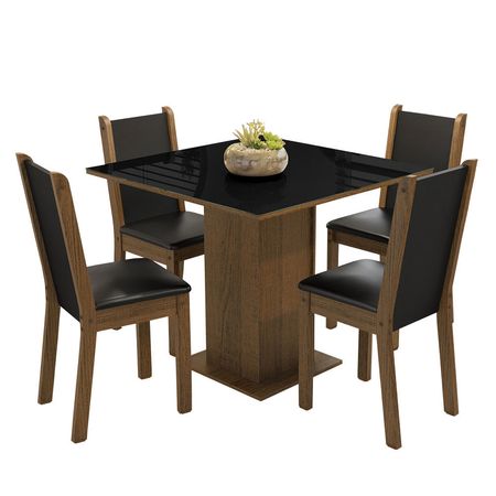Juego de Comedor Tifani con 4 Sillas Marrón/Negro