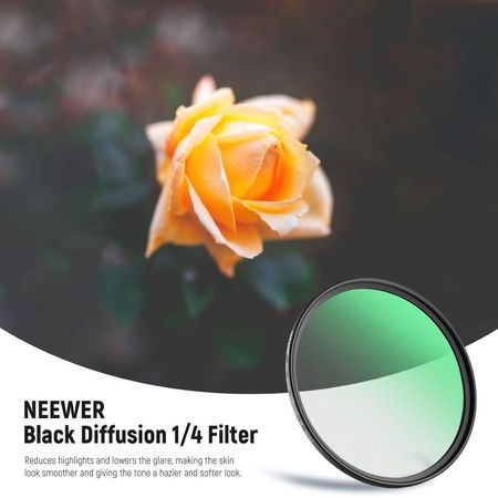 NEEWER 40.5mm Black Diffusion 1/4 Filtro Difusión Negro Cámara Para Video Vlog