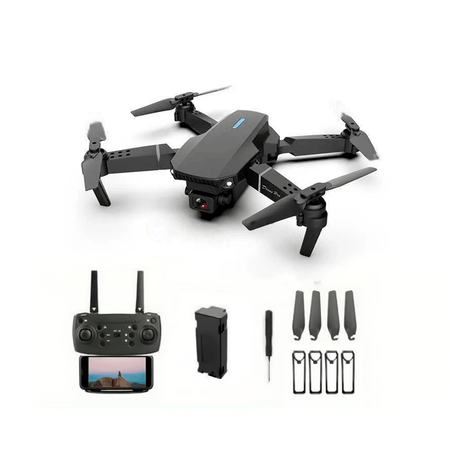 Drone Portátil Con Doble Camara E88 y WIFI Color Negro