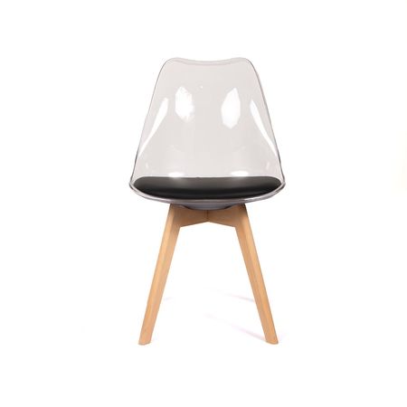 Silla Acolchada Modelo Eames Transparente con Asiento Negro