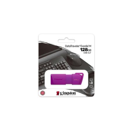 Unidad flash Kingston DataTraveler Exodia M - 128GB - USB 3.2 (Gen 1) - Púrpura neón