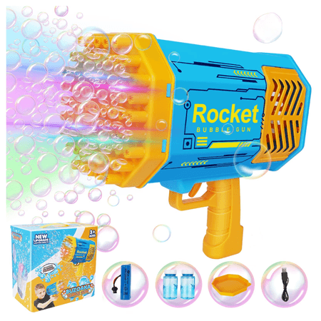 Pistola de Burbujas Bazooka de 69 agujeros Azul + Amarillo