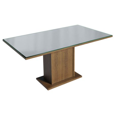 Mesa de Comedor Rectangular con Encimera de vidrio 6 Puestos 5275 Marrón/Gris