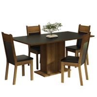 Juego de Comedor Elisa con 4 Sillas Negro/Marrón