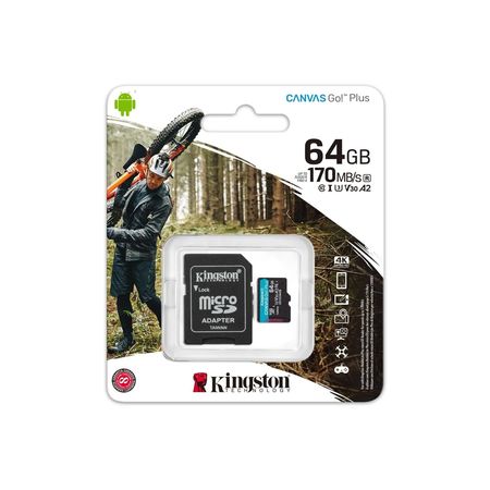 microSDXC Kingston Canvas Go! Plus SDCG3 - 64GB - Class 10/UHS-I (U3) - 170MB/s