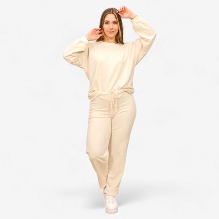 Conjunto de Algodón Chompero Grueso Lisboa Mood Mujer Talla S Perla