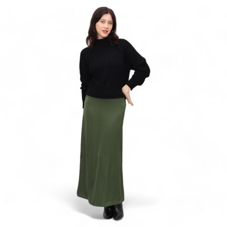 Falda Larga de Seda Amalia Mood Mujer Talla S Verde