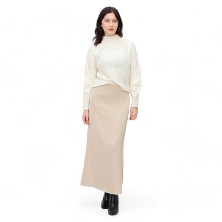 Falda Larga de Seda Amalia Mood de Mujer Talla M Beige